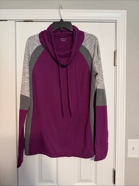 bcg Purple and Gray Cowl Neck Pullover Sweater